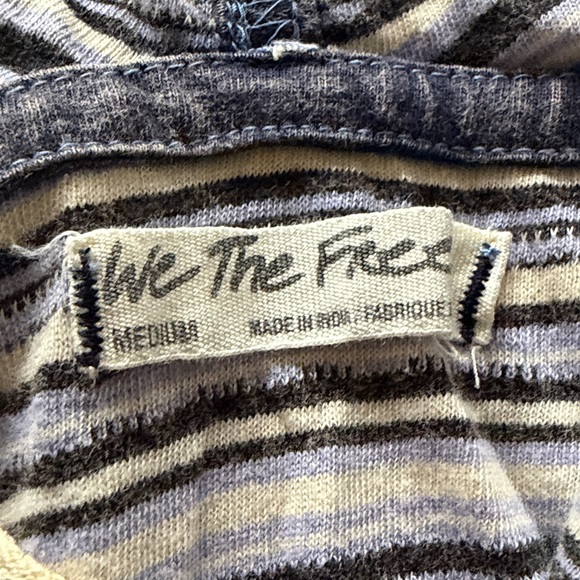 We The Free, Free People Striped Cropped Tank Hoodie in Gray & Lavender Stripe - Picture 2 of 5